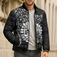 French Polynesia Manta Ray Tattoo Bomber Puffer Jacket Tahiti Hahalua Turtle Shark Black Color