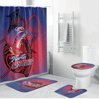 Guam Blue Marlin Fishing Bathroom Set Guahan Fish Hook Tattoo LT14 Bathroom Set (4 pcs) Blue - Polynesian Pride