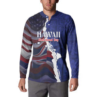 Personalized Hawaii Statehood Day Button Sweatshirt 66th Anniversary - Polynesian Pride