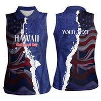 Personalized Hawaii Statehood Day Women Sleeveless Polo Shirt 66th Anniversary - Polynesian Pride