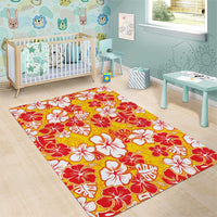 Yellow Hawaii Hibiscus Area Rug Tropical Flowers Seamless Pattern - Polynesian Pride