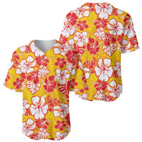 Yellow Hawaii Hibiscus Baseball Jersey Tropical Flowers Seamless Pattern - Polynesian Pride