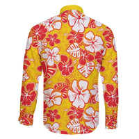 Yellow Hawaii Hibiscus Family Matching Tank Maxi Dress and Hawaiian Shirt Tropical Flowers Seamless Pattern - Polynesian Pride