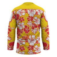 Yellow Hawaii Hibiscus Hockey Jersey Tropical Flowers Seamless Pattern LT14 - Polynesian Pride