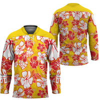 Yellow Hawaii Hibiscus Hockey Jersey Tropical Flowers Seamless Pattern LT14 - Polynesian Pride