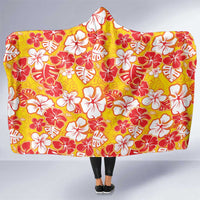 Yellow Hawaii Hibiscus Hooded Blanket Tropical Flowers Seamless Pattern - Polynesian Pride