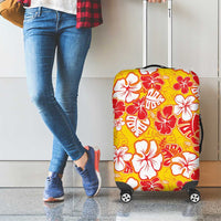 Yellow Hawaii Hibiscus Luggage Cover Tropical Flowers Seamless Pattern - Polynesian Pride
