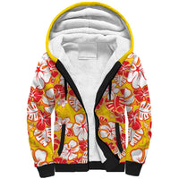 Yellow Hawaii Hibiscus Sherpa Hoodie Tropical Flowers Seamless Pattern LT14 Unisex Yellow - Polynesian Pride