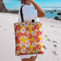 Yellow Hawaii Hibiscus Tote Bag Tropical Flowers Seamless Pattern - Polynesian Pride