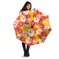 Yellow Hawaii Hibiscus Umbrella Tropical Flowers Seamless Pattern - Polynesian Pride