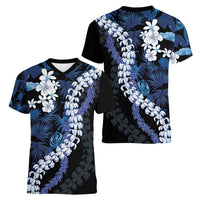 Polu Aloha Hawaii Lei Women V-Neck T-Shirt Tropical Flowers Elegant Vibe - Polynesian Pride