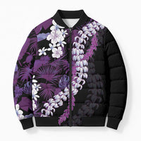 Poni Aloha Hawaii Lei Bomber Puffer Jacket Tropical Flowers Elegant Vibe - Polynesian Pride