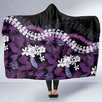 Poni Aloha Hawaii Lei Hooded Blanket Tropical Flowers Elegant Vibe LT14 One Size Purple - Polynesian Pride