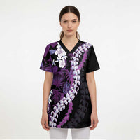 Poni Aloha Hawaii Lei Scrub Top Tropical Flowers Elegant Vibe - Polynesian Pride