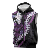 Poni Aloha Hawaii Lei Sleeveless Zip Hoodie Tropical Flowers Elegant Vibe LT14 Purple - Polynesian Pride