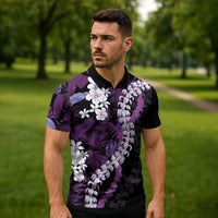 Poni Aloha Hawaii Lei Zipper Polo Shirt Tropical Flowers Elegant Vibe - Polynesian Pride