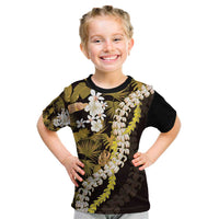 Kula Aloha Hawaii Lei Kid T Shirt Tropical Flowers Elegant Vibe LT14 Gold - Polynesian Pride