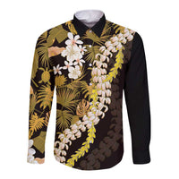 Kula Aloha Hawaii Lei Long Sleeve Button Shirt Tropical Flowers Elegant Vibe - Polynesian Pride