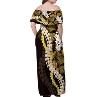 Kula Aloha Hawaii Lei Off Shoulder Maxi Dress Tropical Flowers Elegant Vibe - Polynesian Pride