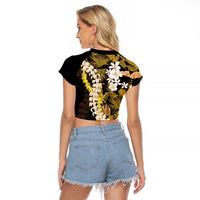 Kula Aloha Hawaii Lei Raglan Cropped T Shirt Tropical Flowers Elegant Vibe LT14 - Polynesian Pride