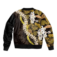 Kula Aloha Hawaii Lei Sleeve Zip Bomber Jacket Tropical Flowers Elegant Vibe LT14 - Polynesian Pride