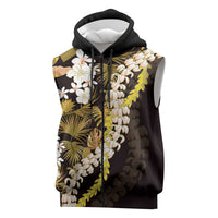 Kula Aloha Hawaii Lei Sleeveless Zip Hoodie Tropical Flowers Elegant Vibe LT14 Gold - Polynesian Pride