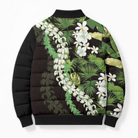 Omaomao Aloha Hawaii Lei Bomber Puffer Jacket Tropical Flowers Elegant Vibe - Polynesian Pride