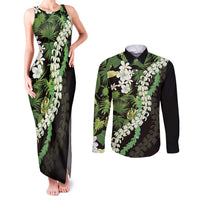 Omaomao Aloha Hawaii Lei Couples Matching Tank Maxi Dress and Long Sleeve Button Shirt Tropical Flowers Elegant Vibe - Polynesian Pride