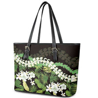 Omaomao Aloha Hawaii Lei Leather Tote Bag Tropical Flowers Elegant Vibe - Polynesian Pride