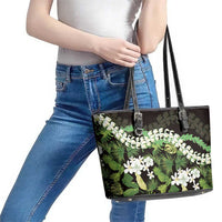 Omaomao Aloha Hawaii Lei Leather Tote Bag Tropical Flowers Elegant Vibe - Polynesian Pride