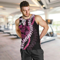 Akala Aloha Hawaii Lei Men Tank Top Tropical Flowers Elegant Vibe LT14 Pink - Polynesian Pride