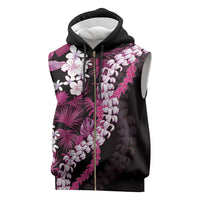 Akala Aloha Hawaii Lei Sleeveless Zip Hoodie Tropical Flowers Elegant Vibe LT14