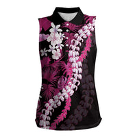 Akala Aloha Hawaii Lei Women Sleeveless Polo Shirt Tropical Flowers Elegant Vibe - Polynesian Pride