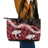 Ulaula Aloha Hawaii Lei Leather Tote Bag Tropical Flowers Elegant Vibe - Polynesian Pride