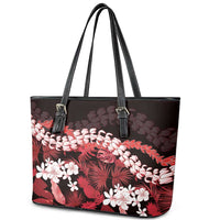 Ulaula Aloha Hawaii Lei Leather Tote Bag Tropical Flowers Elegant Vibe - Polynesian Pride