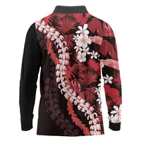 Ulaula Aloha Hawaii Lei Long Sleeve Polo Shirt Tropical Flowers Elegant Vibe - Polynesian Pride