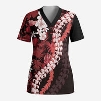 Ulaula Aloha Hawaii Lei Scrub Top Tropical Flowers Elegant Vibe - Polynesian Pride