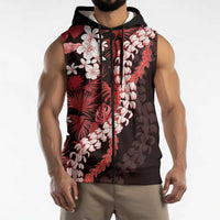 Ulaula Aloha Hawaii Lei Sleeveless Zip Hoodie Tropical Flowers Elegant Vibe LT14 - Polynesian Pride