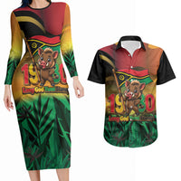 Vanuatu Independence Day Couples Matching Long Sleeve Bodycon Dress and Hawaiian Shirt Chibi Boar Proud To Be A Ni-Van LT14 Multicolor - Polynesian Pride