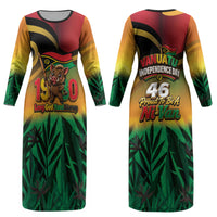 Vanuatu Independence Day Couples Matching Long Sleeve Bodycon Dress and Long Sleeve Button Shirt Chibi Boar Proud To Be A Ni-Van LT14 - Polynesian Pride