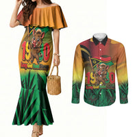 Vanuatu Independence Day Couples Matching Mermaid Dress and Long Sleeve Button Shirt Chibi Boar Proud To Be A Ni-Van LT14 Multicolor - Polynesian Pride