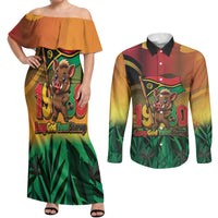 Vanuatu Independence Day Couples Matching Off Shoulder Maxi Dress and Long Sleeve Button Shirt Chibi Boar Proud To Be A Ni-Van LT14 Multicolor - Polynesian Pride
