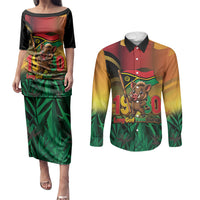 Vanuatu Independence Day Couples Matching Puletasi and Long Sleeve Button Shirt Chibi Boar Proud To Be A Ni-Van LT14 Multicolor - Polynesian Pride