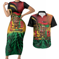 Vanuatu Independence Day Couples Matching Short Sleeve Bodycon Dress and Hawaiian Shirt Chibi Boar Proud To Be A Ni-Van LT14 Multicolor - Polynesian Pride