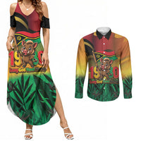 Vanuatu Independence Day Couples Matching Summer Maxi Dress and Long Sleeve Button Shirt Chibi Boar Proud To Be A Ni-Van LT14 Multicolor - Polynesian Pride