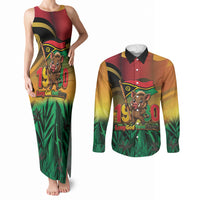 Vanuatu Independence Day Couples Matching Tank Maxi Dress and Long Sleeve Button Shirt Chibi Boar Proud To Be A Ni-Van LT14 Multicolor - Polynesian Pride