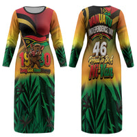 Vanuatu Independence Day Family Matching Long Sleeve Bodycon Dress and Hawaiian Shirt Chibi Boar Proud To Be A Ni-Van LT14 Mom's Dress Multicolor - Polynesian Pride