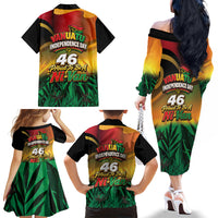 Vanuatu Independence Day Family Matching Off The Shoulder Long Sleeve Dress and Hawaiian Shirt Chibi Boar Proud To Be A Ni-Van