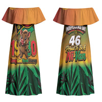 Vanuatu Independence Day Family Matching Off Shoulder Maxi Dress and Hawaiian Shirt Chibi Boar Proud To Be A Ni-Van LT14 Mom's Dress Multicolor - Polynesian Pride