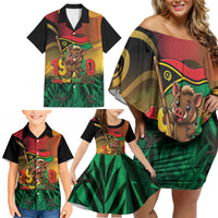 Vanuatu Independence Day Family Matching Off Shoulder Short Dress and Hawaiian Shirt Chibi Boar Proud To Be A Ni-Van LT14 - Polynesian Pride
